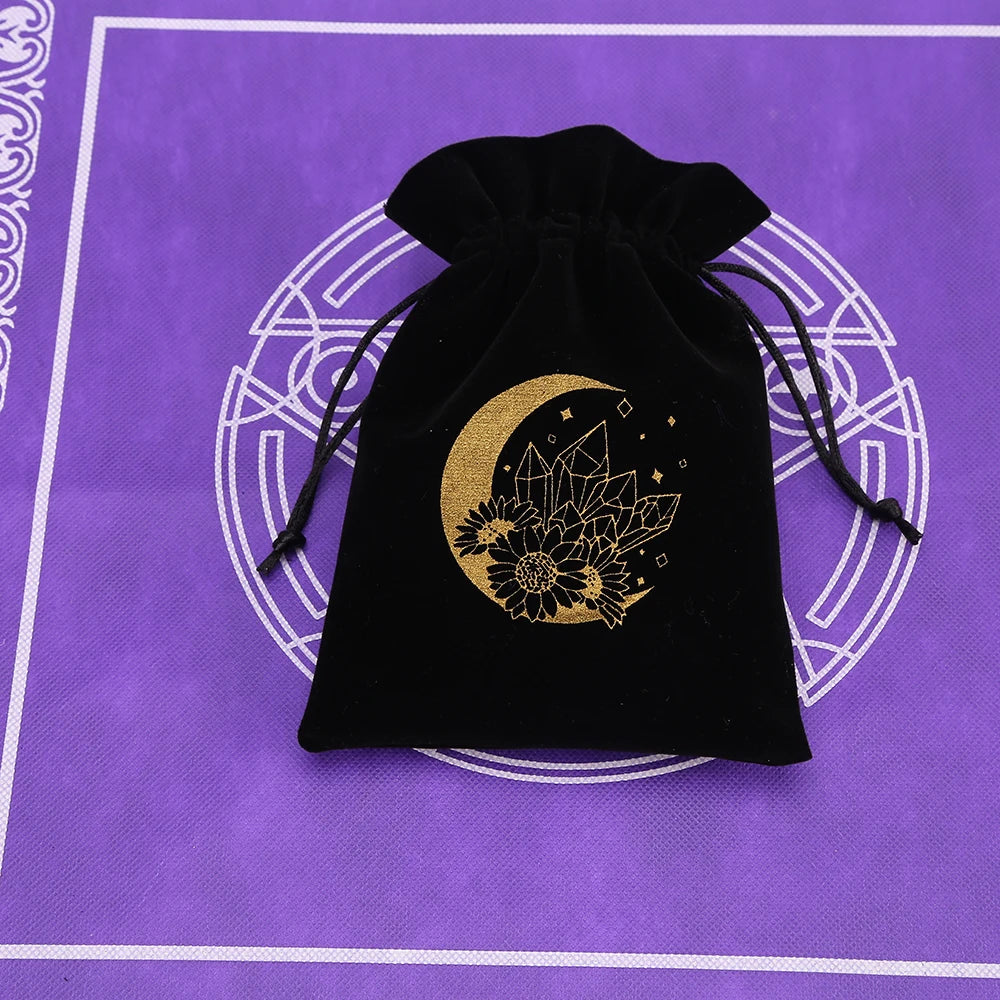 🔮 Black Velvet Moon Phase Tarot Storage Bag