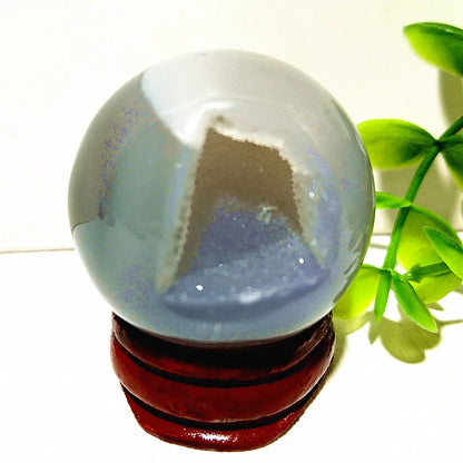 🔮 Natural Agate Druzy Crystal Ball — Geode Sphere for Feng Shui & Energy Healing