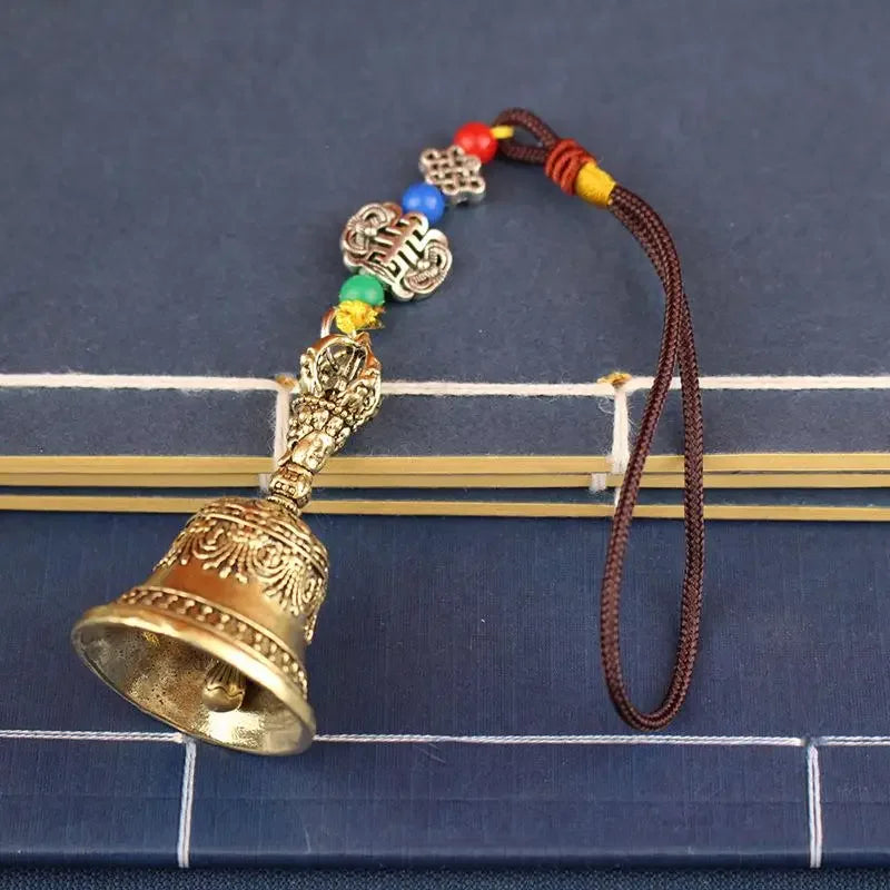 🔔 Retro Tibetan Brass Wind Chime – Die-Cast Copper Bell Pendant for Garden, Patio, and Home Décor