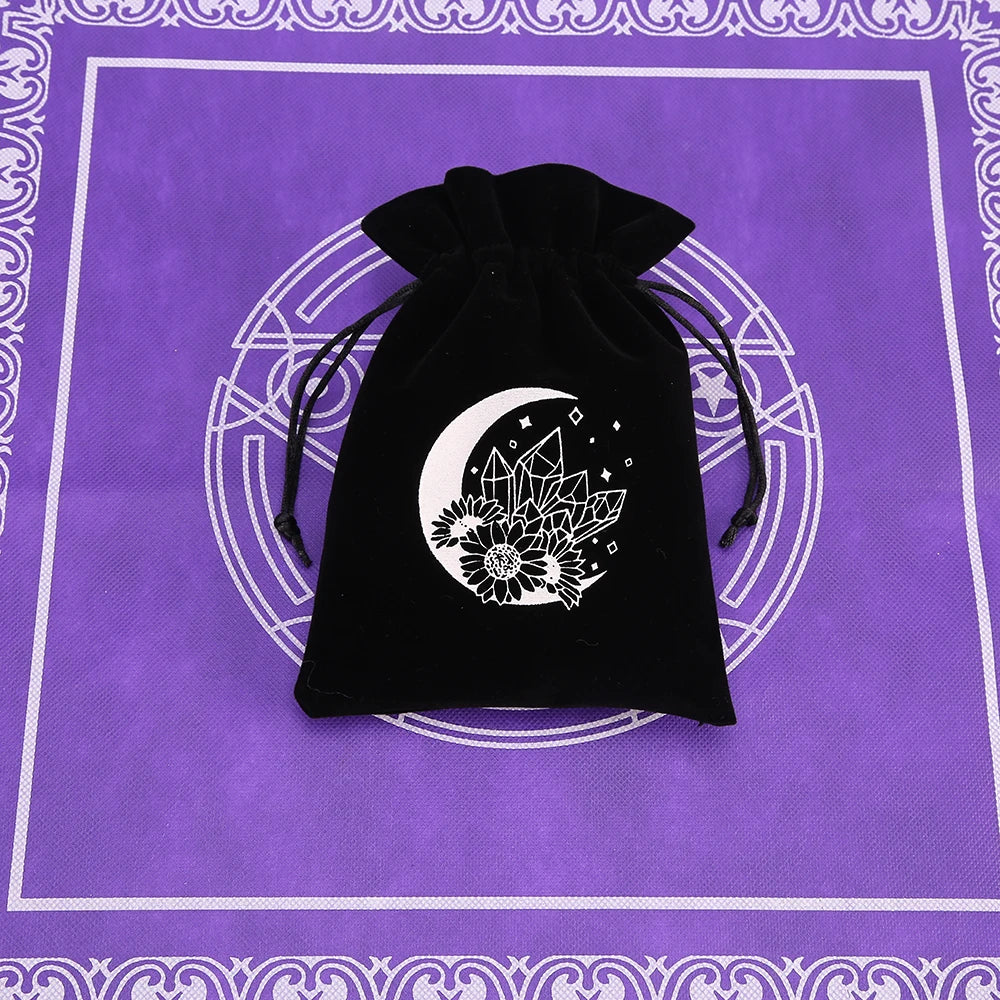 🔮 Black Velvet Moon Phase Tarot Storage Bag