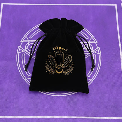 🔮 Black Velvet Moon Phase Tarot Storage Bag