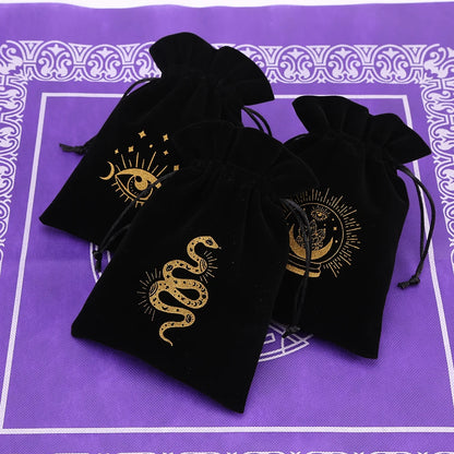 🔮 Black Velvet Moon Phase Tarot Storage Bag
