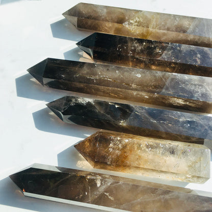 🌫️ Large Smoky Quartz Crystal Tower — Natural Hexagonal Energy Wand