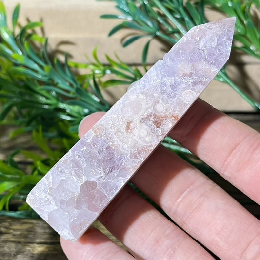 🌸 Natural Pink Amethyst & Flower Agate Crystal Tower with Druzy Quartz Point