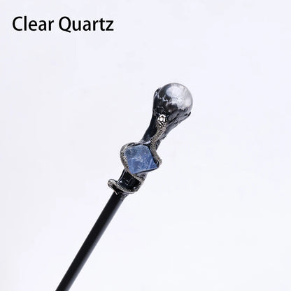 🔮 Natural Crystal Ball Scepter — Elemental Fairy Wand & Ritual Altar Decor