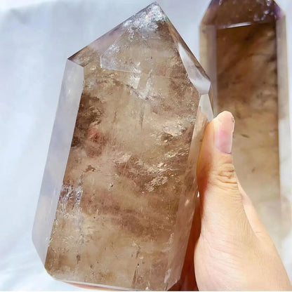 🌫️ Large Smoky Quartz Crystal Tower — Natural Hexagonal Energy Wand