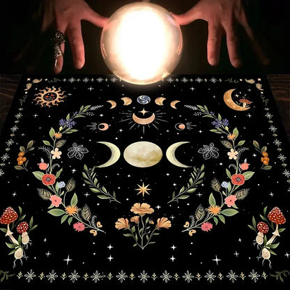 🌙 Tarot & Altar Cloth — Moon Phase, Sun, and Starry Sky Design