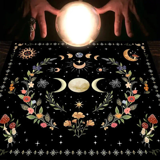 🌙 Tarot & Altar Cloth — Moon Phase, Sun, and Starry Sky Design