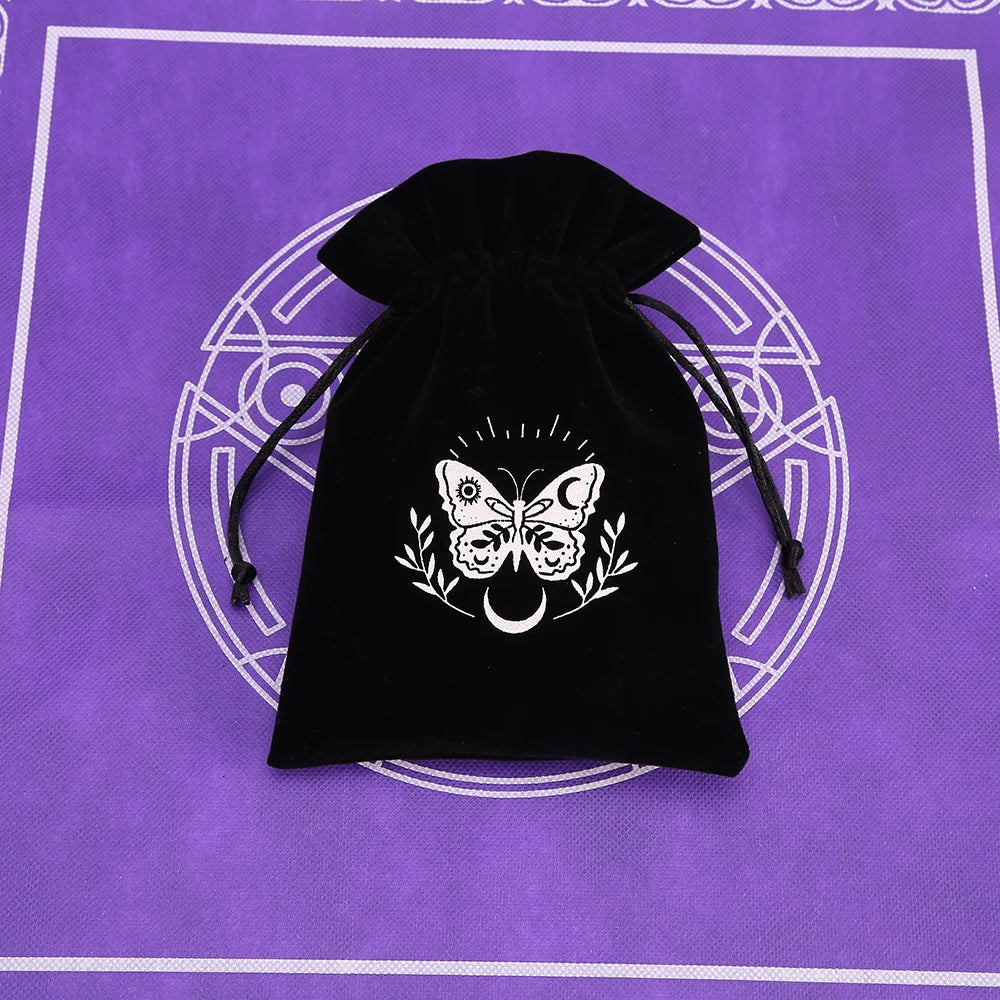 🔮 Black Velvet Moon Phase Tarot Storage Bag