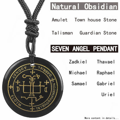 Quartz Obsidian Seven Archangel Pendant