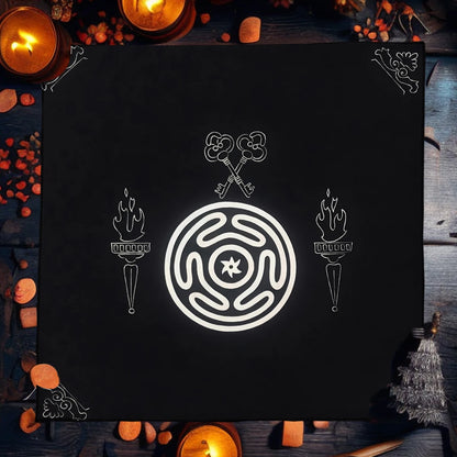 🌒🔮 Hecate Goddess Tarot Tablecloth — Altar Cloth for Readings, Divination & Rituals