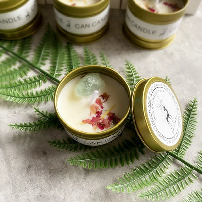 ✨ Golden Tin Crystal Aromatherapy Candle — 2.46oz Scented Soy Wax Candle
