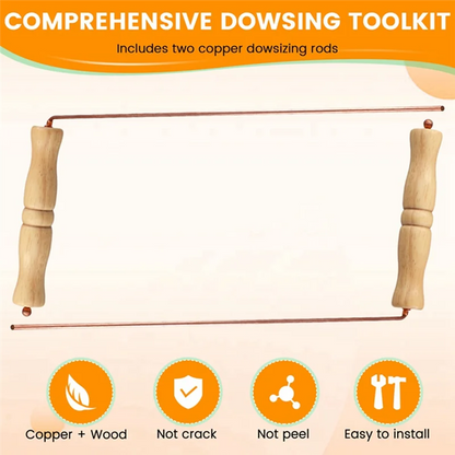 🔮 AB06 Premium Copper Dowsing Rods Kit with Natural Wooden Handles