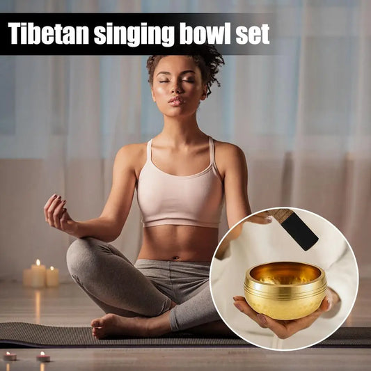 🔔 Handmade Nepal Tibetan Singing Bowl Set – 8cm Brass Sound Bowl for Meditation, Yoga & Chakra Healing