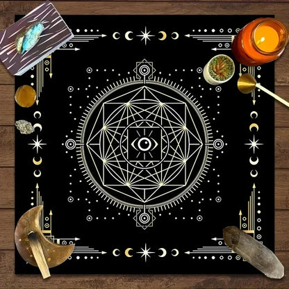 🌙 Tarot & Altar Cloth — Moon Phase, Sun, and Starry Sky Design
