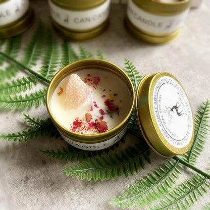 ✨ Golden Tin Crystal Aromatherapy Candle — 2.46oz Scented Soy Wax Candle