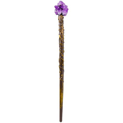 🔮 Handmade Natural Crystal Magic Wand – Witchcraft & Cosplay Ritual Tool