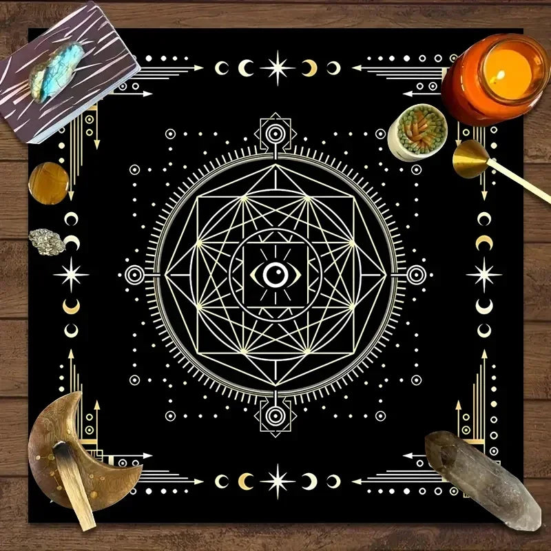 🌙 Tarot & Altar Cloth — Moon Phase, Sun, and Starry Sky Design