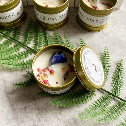✨ Golden Tin Crystal Aromatherapy Candle — 2.46oz Scented Soy Wax Candle