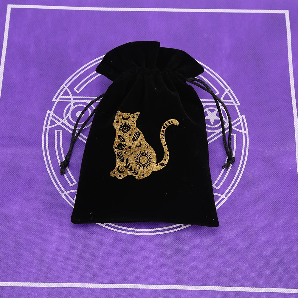 🔮 Black Velvet Moon Phase Tarot Storage Bag
