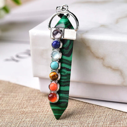 🌈 Seven Chakra Crystal Pendant Necklace — Natural Healing Energy Amulet