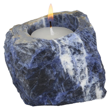 💎 Natural Fluorite Crystal Tealight Candle Holder