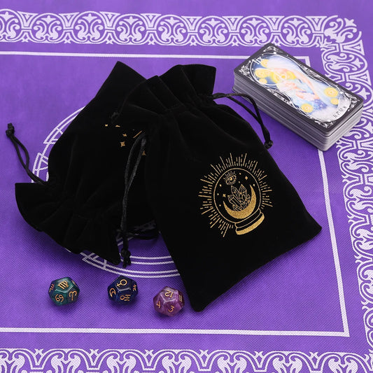 🔮 Black Velvet Moon Phase Tarot Storage Bag