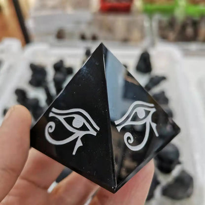 🖤 Black Obsidian Healing Pyramid – 40–50mm