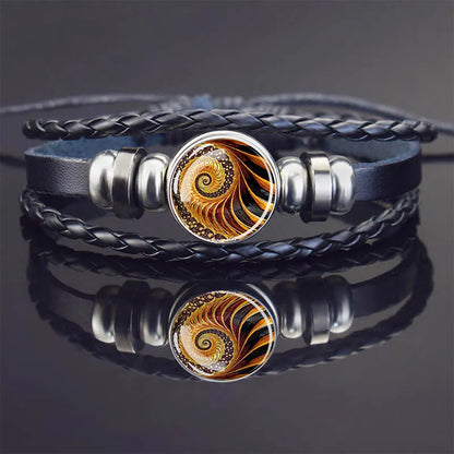 Sacred Geometry Charm Bracelet Metatron's Cube Sri Yantra Life Flower Leather Weave Bracelets for Women Men Meditation Jewelry