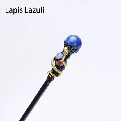 🔮 Natural Crystal Ball Scepter — Elemental Fairy Wand & Ritual Altar Decor