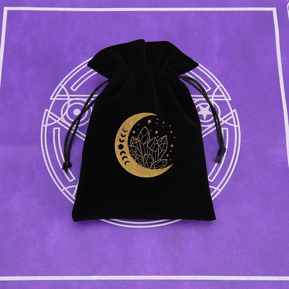 🔮 Black Velvet Moon Phase Tarot Storage Bag
