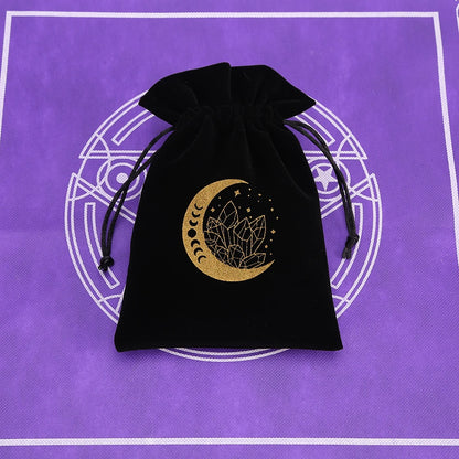 🔮 Black Velvet Moon Phase Tarot Storage Bag