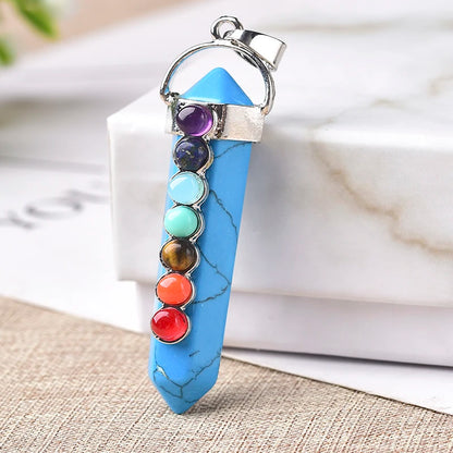 🌈 Seven Chakra Crystal Pendant Necklace — Natural Healing Energy Amulet