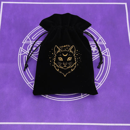 🔮 Black Velvet Moon Phase Tarot Storage Bag