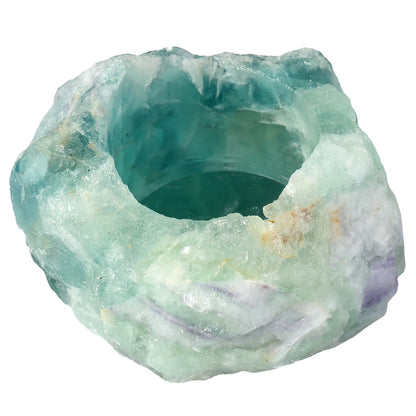 💎 Natural Fluorite Crystal Tealight Candle Holder