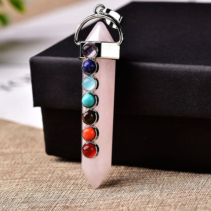 🌈 Seven Chakra Crystal Pendant Necklace — Natural Healing Energy Amulet