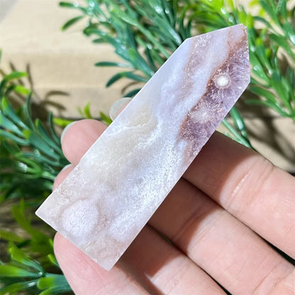 🌸 Natural Pink Amethyst & Flower Agate Crystal Tower with Druzy Quartz Point