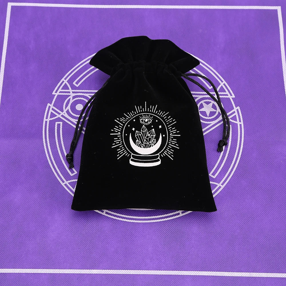 🔮 Black Velvet Moon Phase Tarot Storage Bag