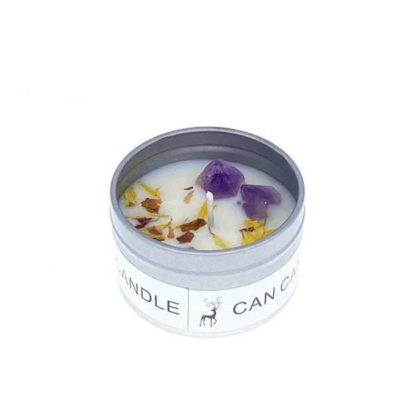 ✨ Golden Tin Crystal Aromatherapy Candle — 2.46oz Scented Soy Wax Candle