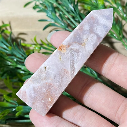 🌸 Natural Pink Amethyst & Flower Agate Crystal Tower with Druzy Quartz Point