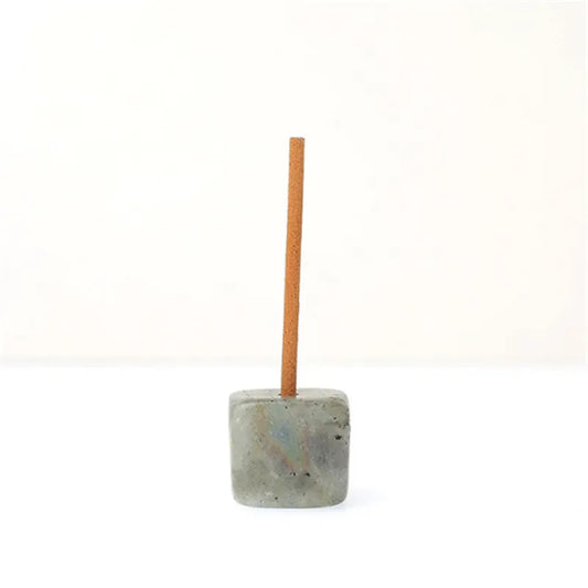 🔮 Handmade Labradorite & Quartz Crystal Incense Holder