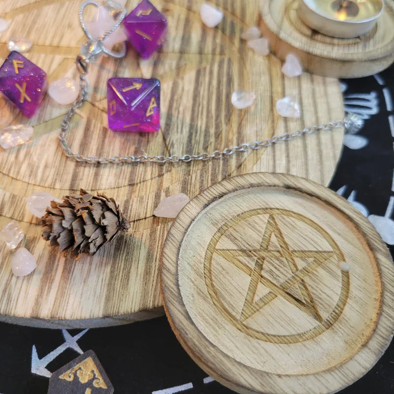 🔥 2-in-1 Pentagram Wooden Candle Holder & Altar Tray