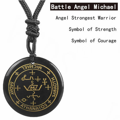 Quartz Obsidian Seven Archangel Pendant
