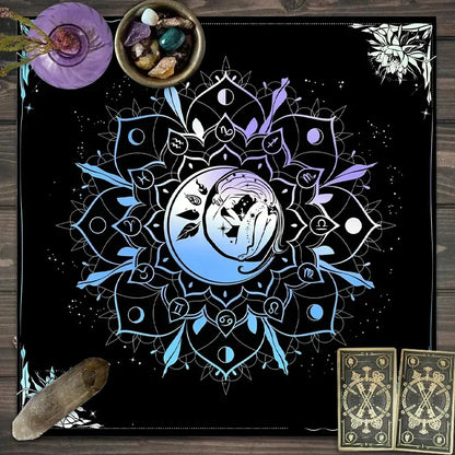 🌙 Tarot & Altar Cloth — Moon Phase, Sun, and Starry Sky Design