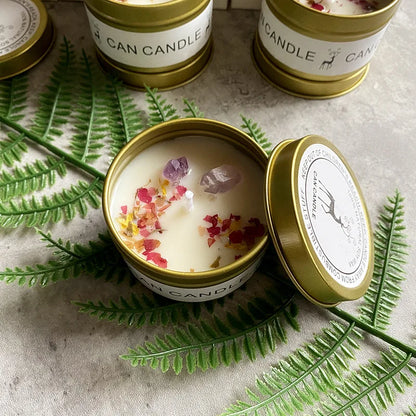 ✨ Golden Tin Crystal Aromatherapy Candle — 2.46oz Scented Soy Wax Candle