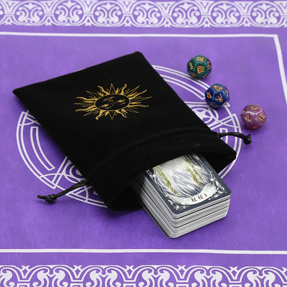 🔮 Black Velvet Moon Phase Tarot Storage Bag