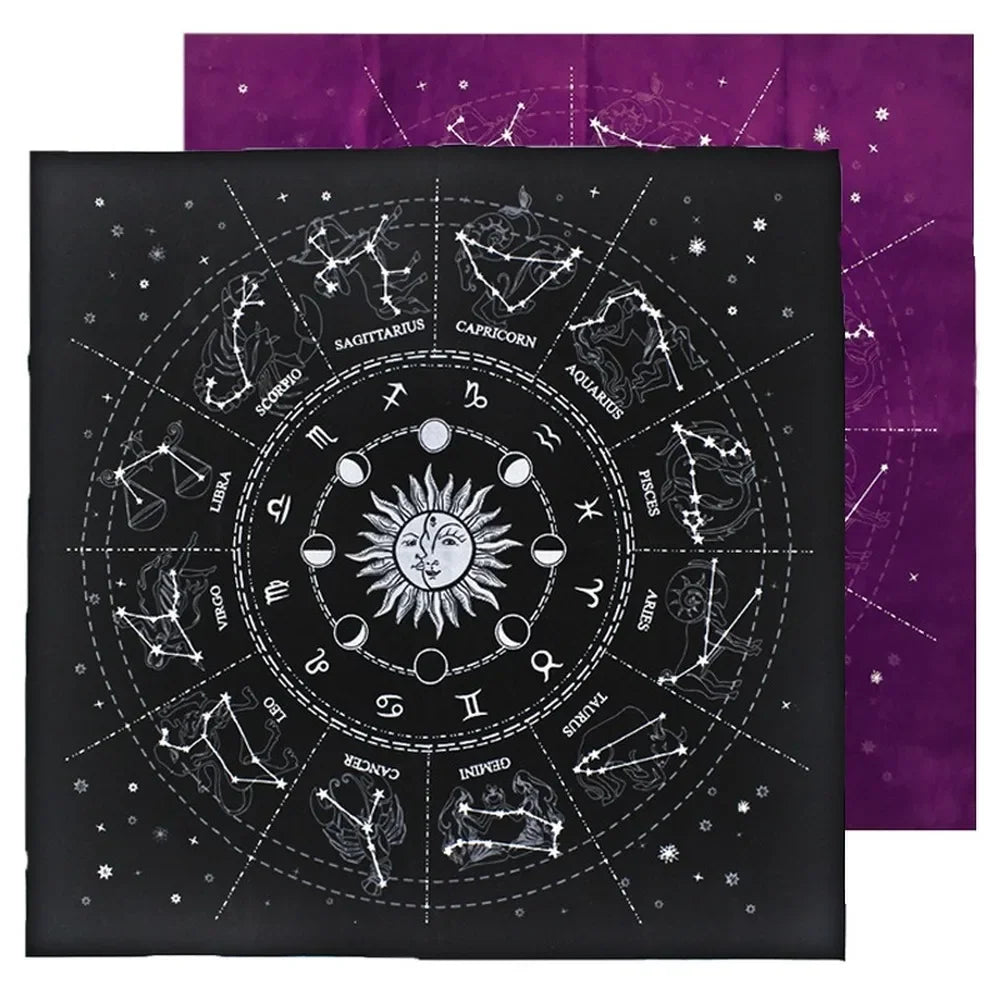 🌌 12 Constellations Velvet Tarot Cloth — Astrology Altar & Divination Table Mat