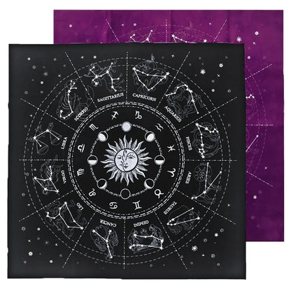 🌌 12 Constellations Velvet Tarot Cloth — Astrology Altar & Divination Table Mat