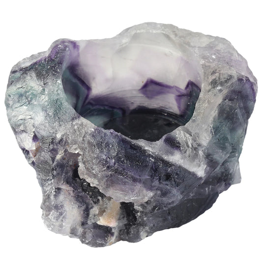 💎 Natural Fluorite Crystal Tealight Candle Holder