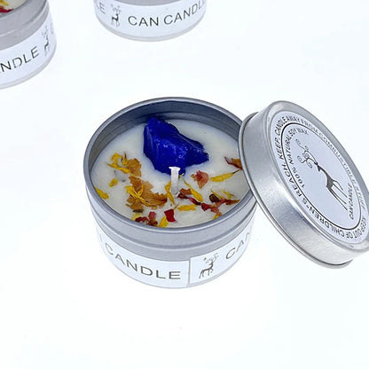 ✨ Golden Tin Crystal Aromatherapy Candle — 2.46oz Scented Soy Wax Candle